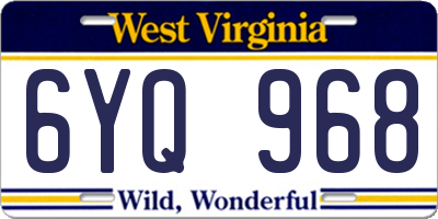 WV license plate 6YQ968