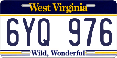 WV license plate 6YQ976