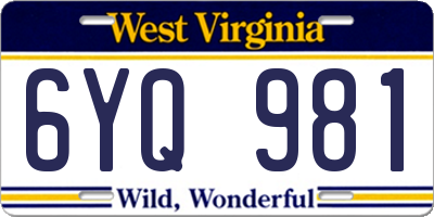 WV license plate 6YQ981
