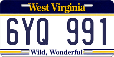 WV license plate 6YQ991
