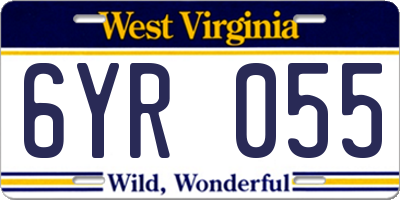 WV license plate 6YR055