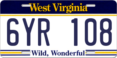 WV license plate 6YR108