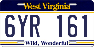 WV license plate 6YR161
