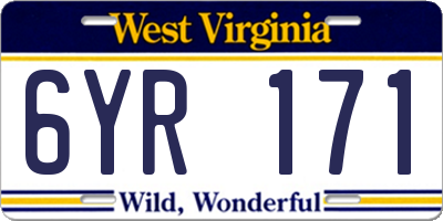 WV license plate 6YR171