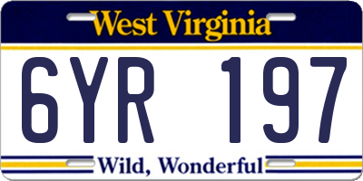 WV license plate 6YR197
