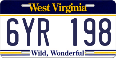 WV license plate 6YR198