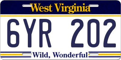 WV license plate 6YR202