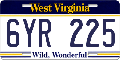 WV license plate 6YR225