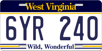 WV license plate 6YR240
