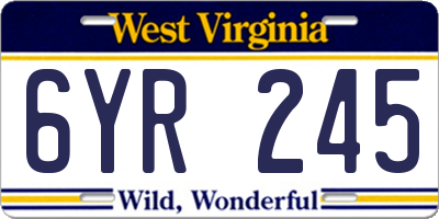 WV license plate 6YR245