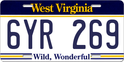 WV license plate 6YR269