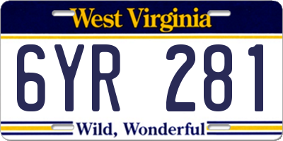 WV license plate 6YR281