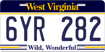 WV license plate 6YR282