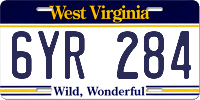 WV license plate 6YR284
