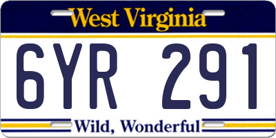 WV license plate 6YR291