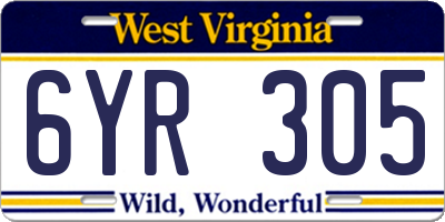 WV license plate 6YR305