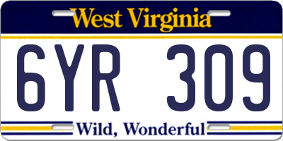 WV license plate 6YR309