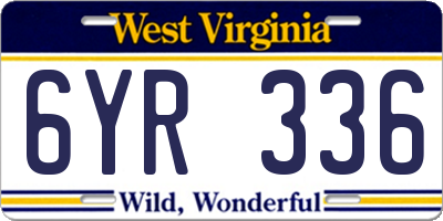WV license plate 6YR336