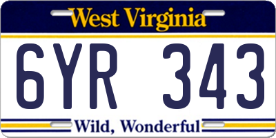 WV license plate 6YR343