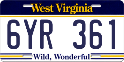 WV license plate 6YR361