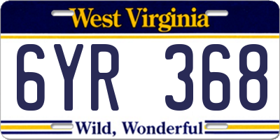 WV license plate 6YR368