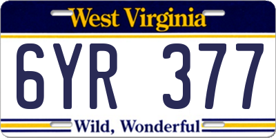 WV license plate 6YR377