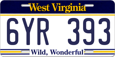 WV license plate 6YR393