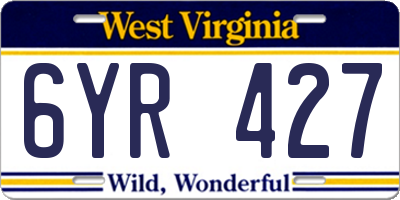 WV license plate 6YR427