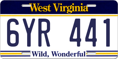 WV license plate 6YR441