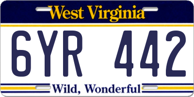 WV license plate 6YR442