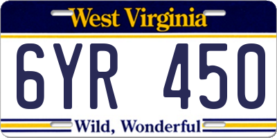 WV license plate 6YR450
