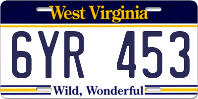 WV license plate 6YR453