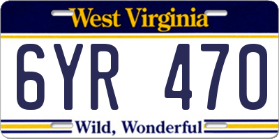 WV license plate 6YR470