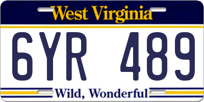 WV license plate 6YR489