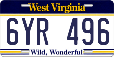 WV license plate 6YR496