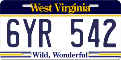 WV license plate 6YR542
