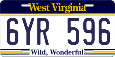 WV license plate 6YR596