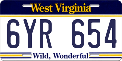 WV license plate 6YR654