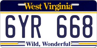 WV license plate 6YR668