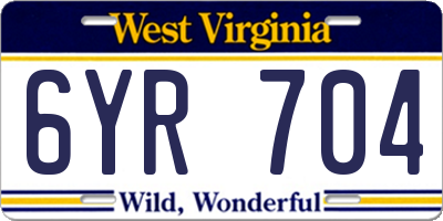 WV license plate 6YR704