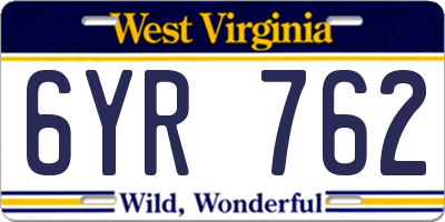 WV license plate 6YR762
