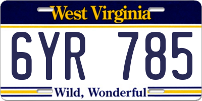 WV license plate 6YR785