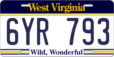 WV license plate 6YR793