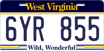 WV license plate 6YR855