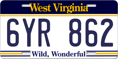 WV license plate 6YR862