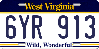 WV license plate 6YR913
