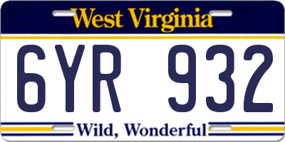 WV license plate 6YR932