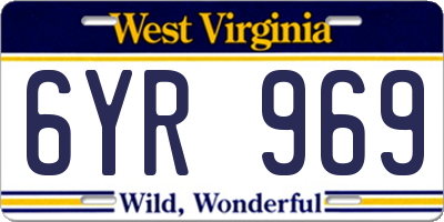 WV license plate 6YR969