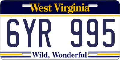 WV license plate 6YR995