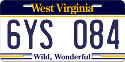 WV license plate 6YS084